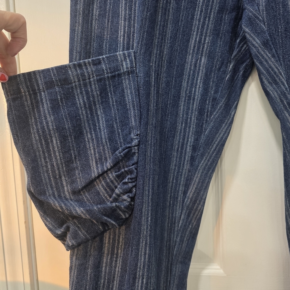 Jaded Gypsy Spiral Cluster Denim Pinstripe Cargo Pants Boho L/XL - Picture 6 of 15